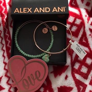 Alex and ani be mine set of 2 teal green NWT
